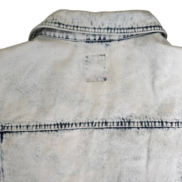 Y2k Acid Wash Jean Jacket Medium Casual Versatile Distressed 90s Upcycle It READ - Picture 8 of 14